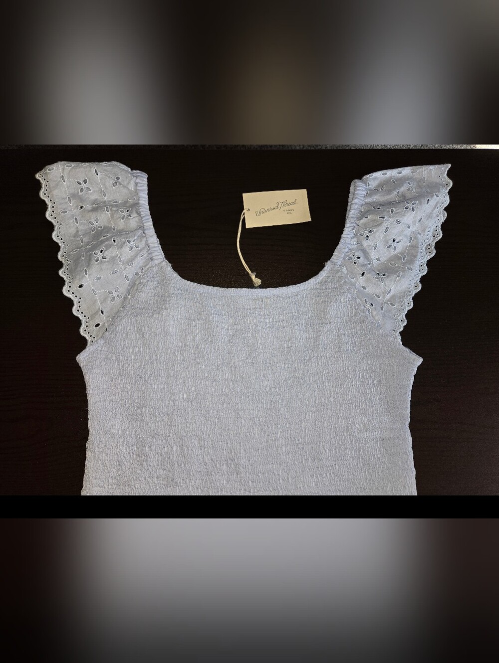 Universal Thread Light Blue Eyelet Ruffle Crop Top